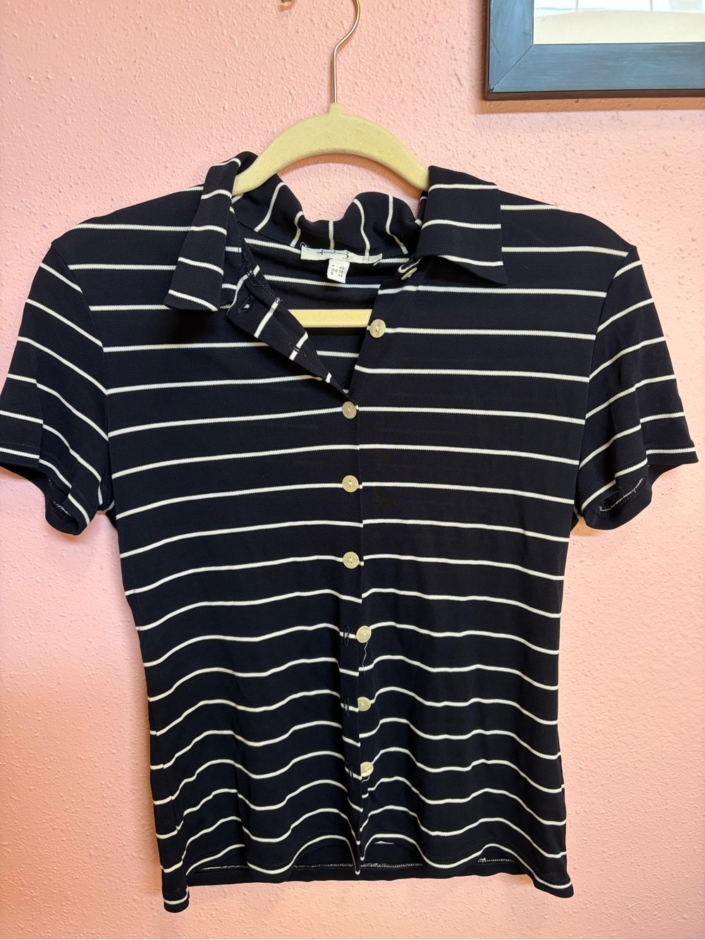 un deux trois striped nautical blue white top made in France FR 40
